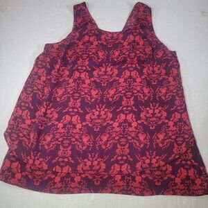 Cabi Women Lightweight Red & Purple Floral Sleeveless Tank Top Blouse Size L